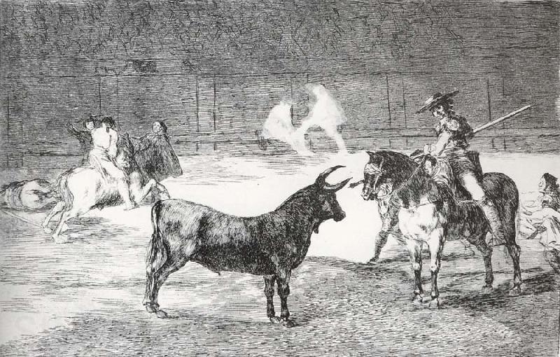 Francisco Goya El celebre Fernando del Toro,barilarguero,obligando a la fiera con su garrocha Spain oil painting art